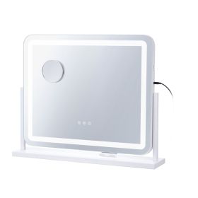 Vanity Mirror with Lights, Three Color Lighting Modes, Lighted Makeup LED Mirror, and 5X Magnification,USB Port, Smart Touch Control
