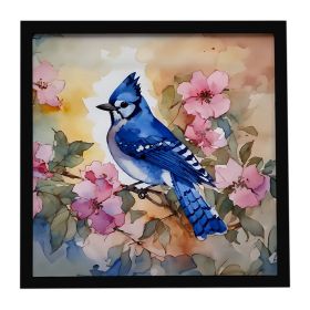 Blue Jay Framed Metal Print Bathroom, Kitchen, Office, Home Decor Wall Art Ready to Hang, Square, 8X8