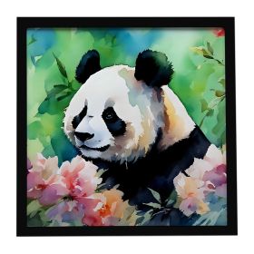 Panda Framed Metal Print Bathroom, Kitchen, Office, Home Decor Wall Art Ready to Hang, Square, 8X8