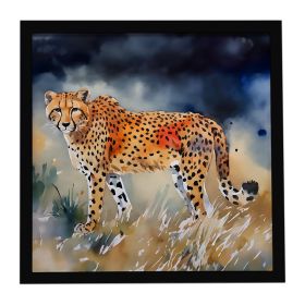 Cheetah Framed Metal Print Bathroom, Kitchen, Office, Home Decor Wall Art Ready to Hang, Square, 8X8