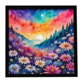 Colorful Asters Framed Metal Print Bathroom, Kitchen, Office, Home Decor Wall Art Ready to Hang, Square, 8X8