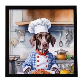 German Shorthaired Pointer The Chef Framed Metal Print Bathroom, Kitchen, Office, Home Decor Wall Art Ready to Hang, Square, 8X8