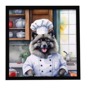 Keeshond The Chef Framed Metal Print Bathroom, Kitchen, Office, Home Decor Wall Art Ready to Hang, Square, 8X8
