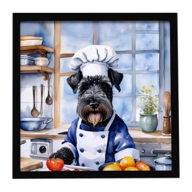 Kerry Blue Terrier The Chef Framed Metal Print Bathroom, Kitchen, Office, Home Decor Wall Art Ready to Hang, Square, 8X8