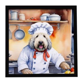 Komondor The Chef Framed Metal Print Bathroom, Kitchen, Office, Home Decor Wall Art Ready to Hang, Square, 8X8