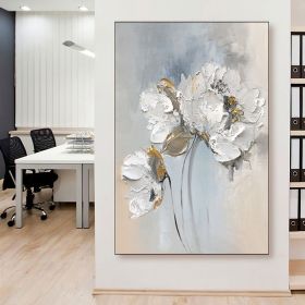 Handmade Oil Painting Fancy Wall Art Personalized Gifts Abstract White Floral Painting On canvas Large Flower Oil Painting Minimalist Modern Livi (style: 01, size: 150x220cm)