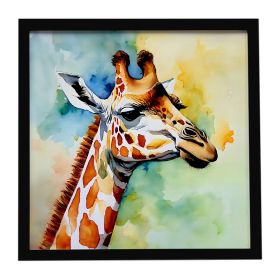 Giraffe Framed Metal Print Bathroom, Kitchen, Office, Home Decor Wall Art Ready to Hang, Square, 8X8 (Default: Default)